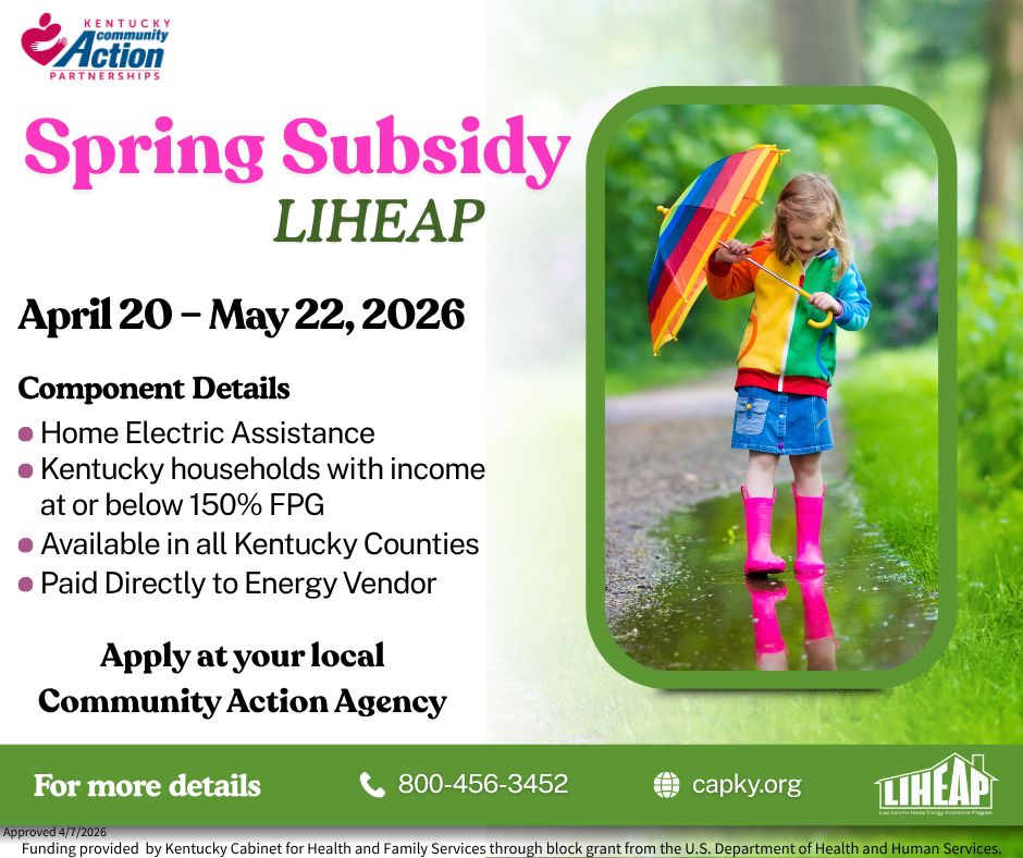 Kentucky LIHEAP Spring Subsidy Cooling Enrollment April 20 – May 22, 2026